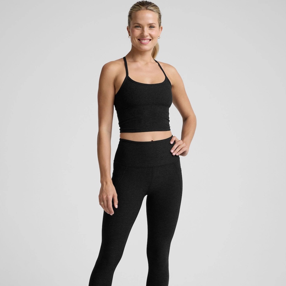 Beyond Yoga Black Tank Top Cropped Strappy Activewear